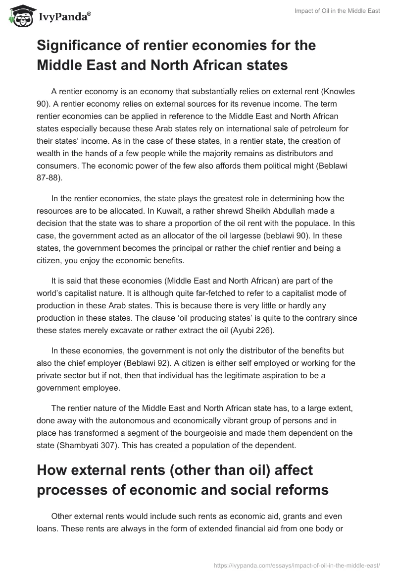 Impact of Oil in the Middle East. Page 2