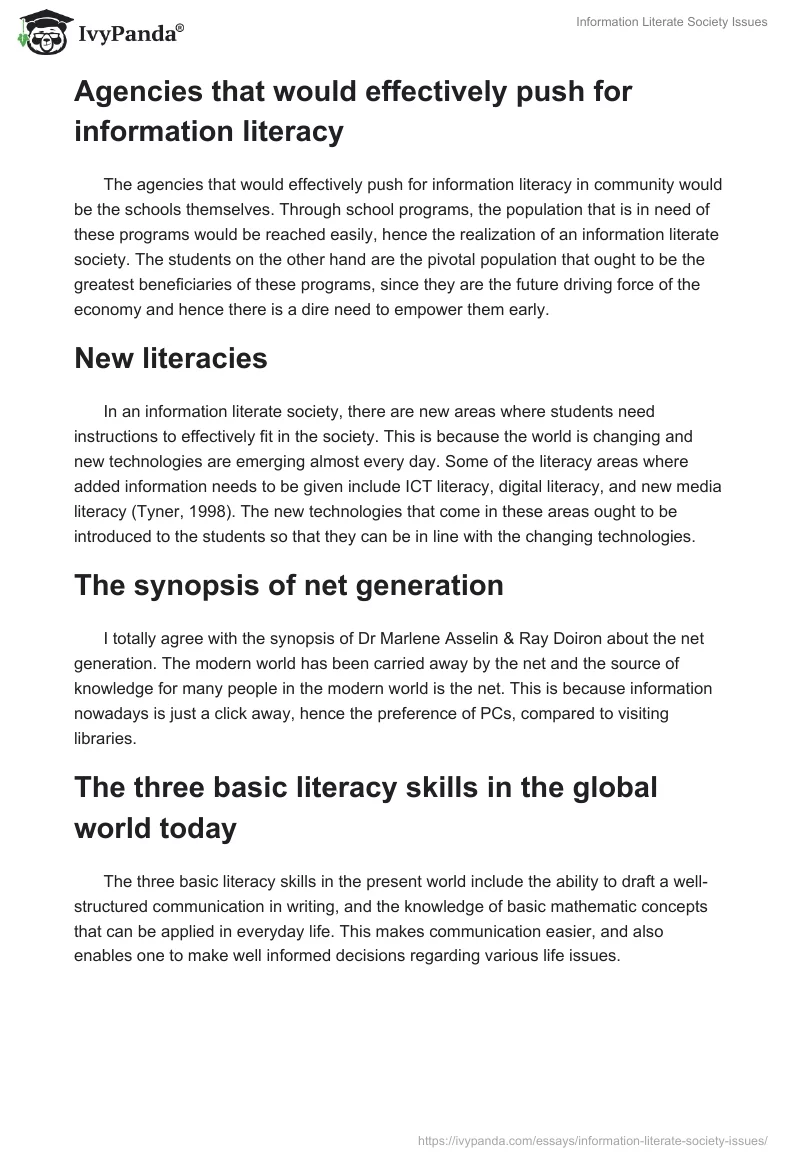 Information Literate Society Issues. Page 2