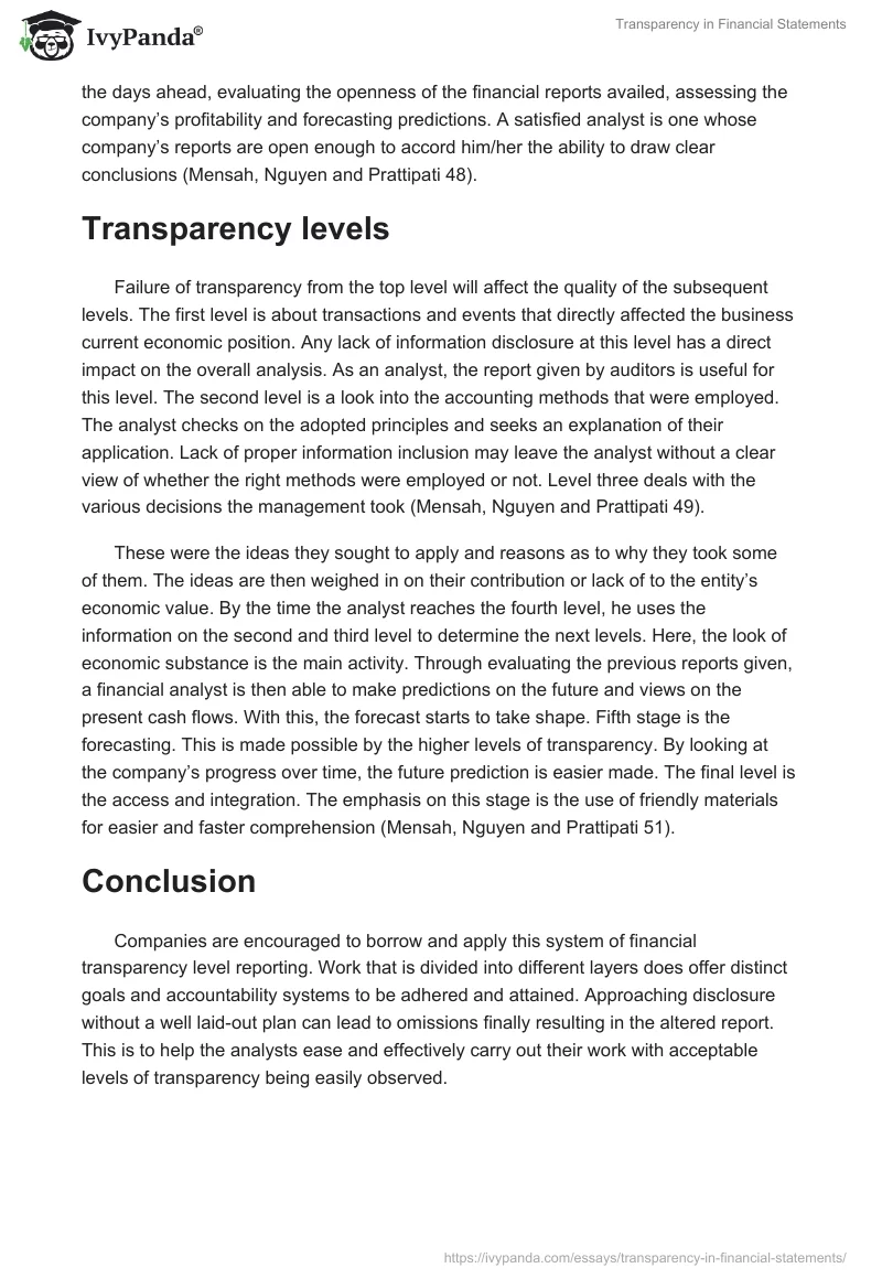 Transparency in Financial Statements. Page 2