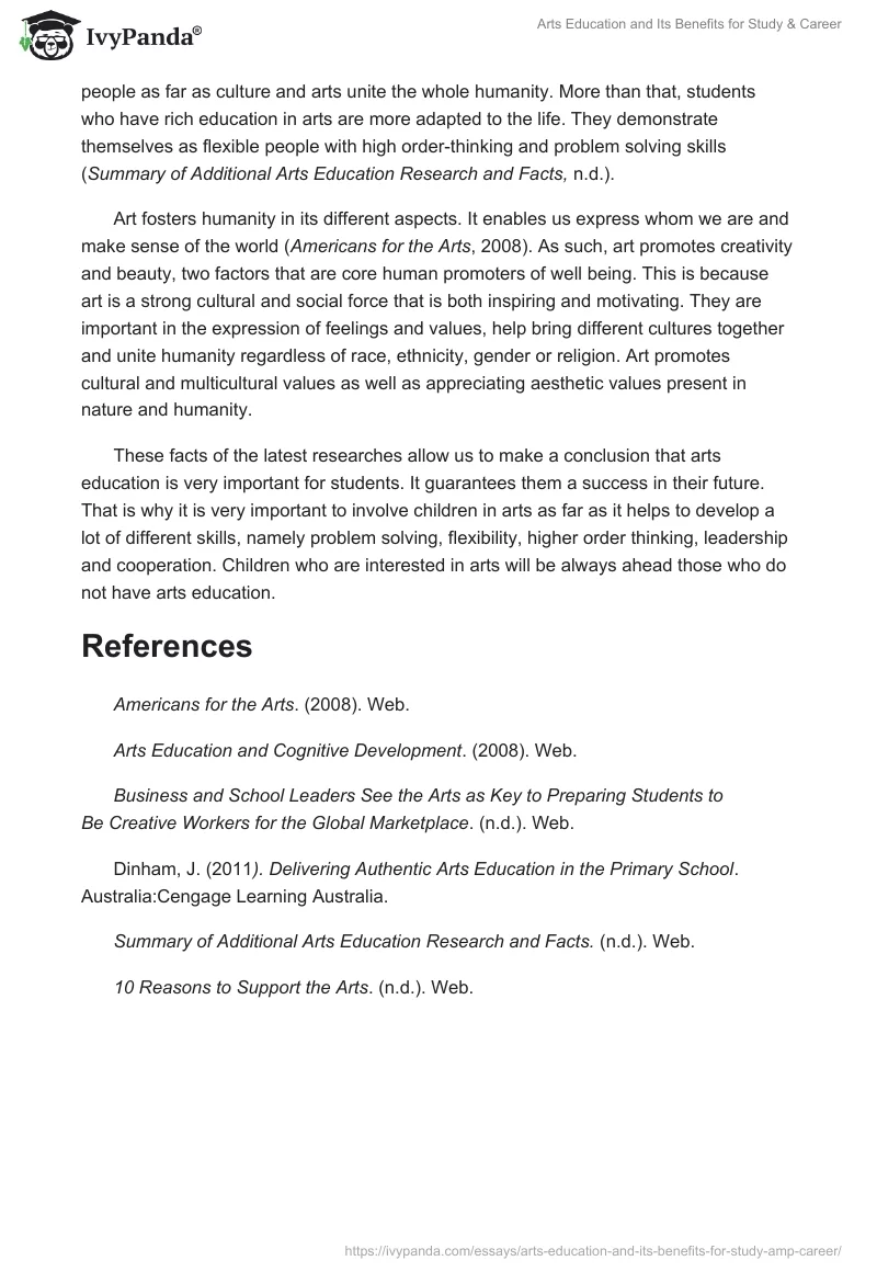 Arts Education and Its Benefits for Study & Career. Page 2