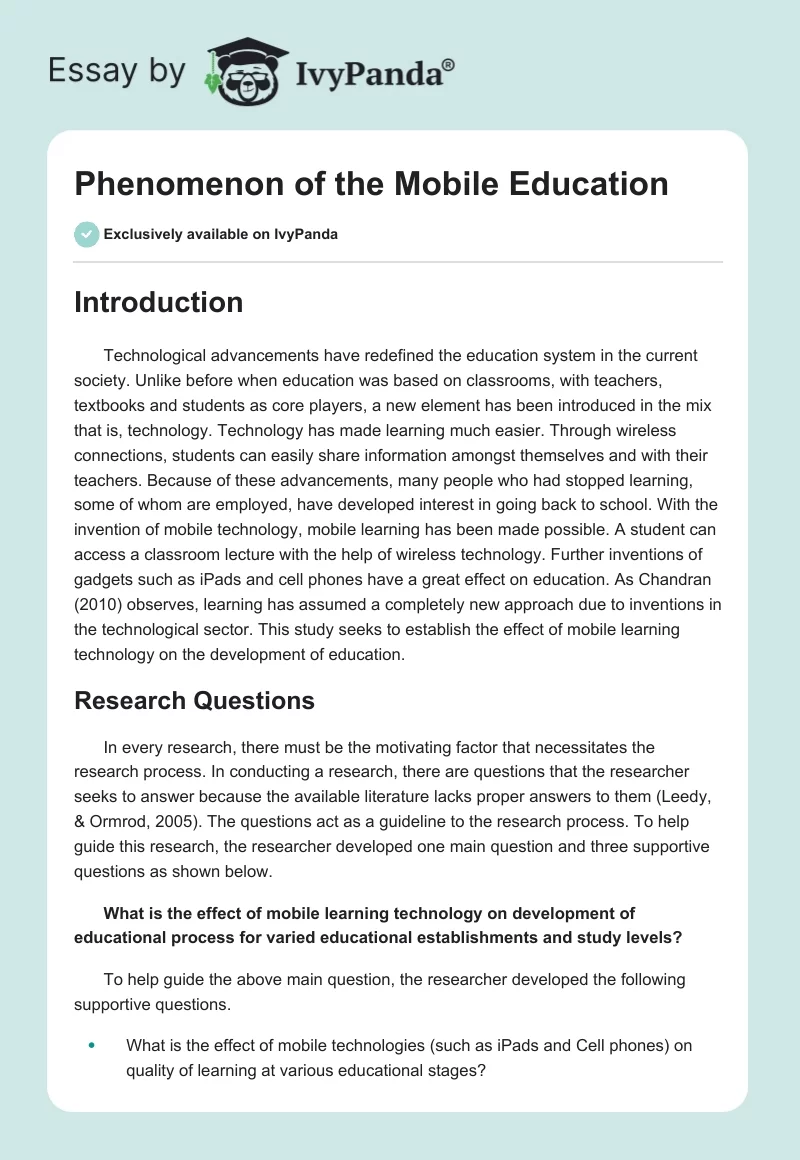 Phenomenon of the Mobile Education. Page 1