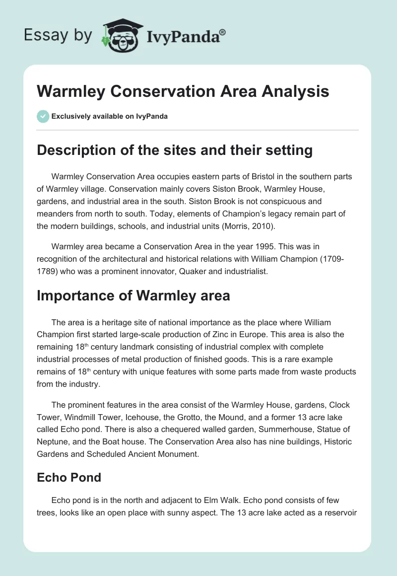 Warmley Conservation Area Analysis. Page 1