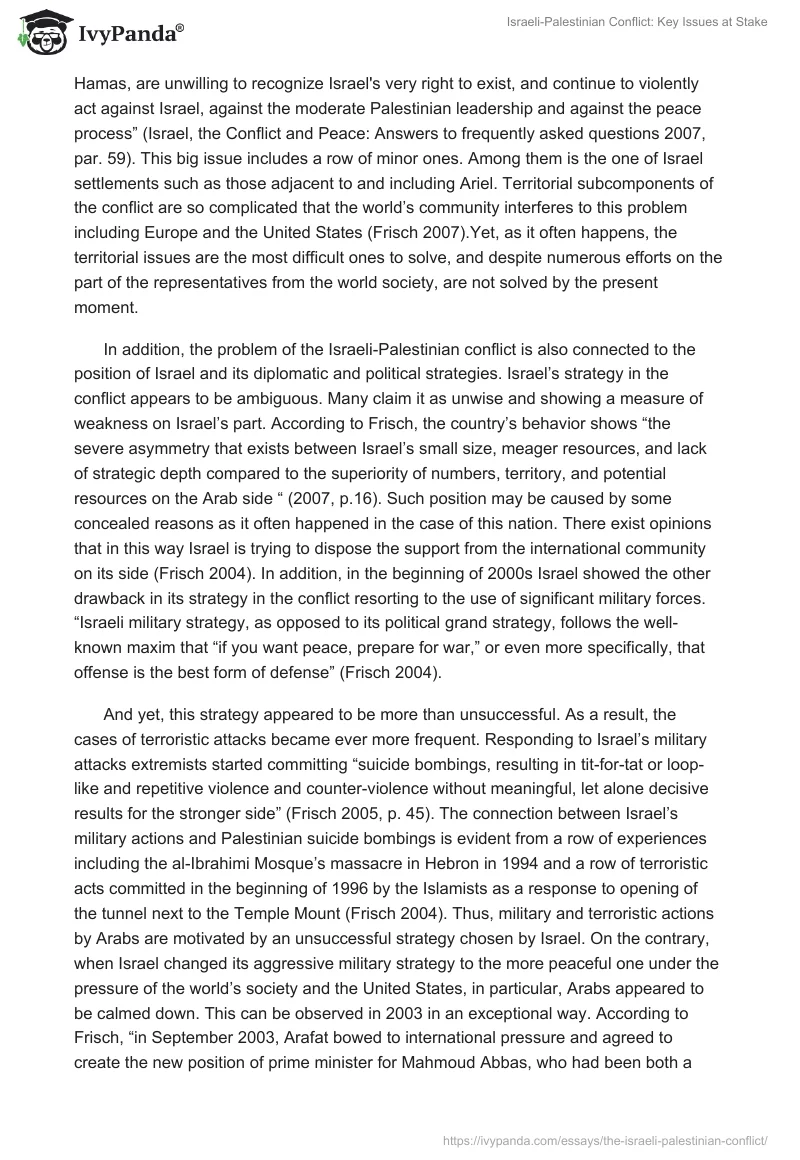 Israeli-Palestinian Conflict: Key Issues at Stake. Page 2