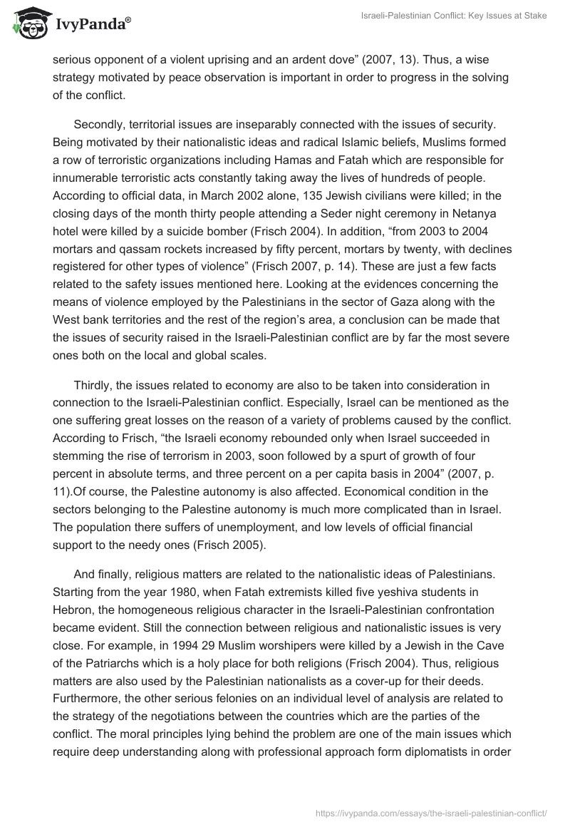 Israeli-Palestinian Conflict: Key Issues at Stake. Page 3