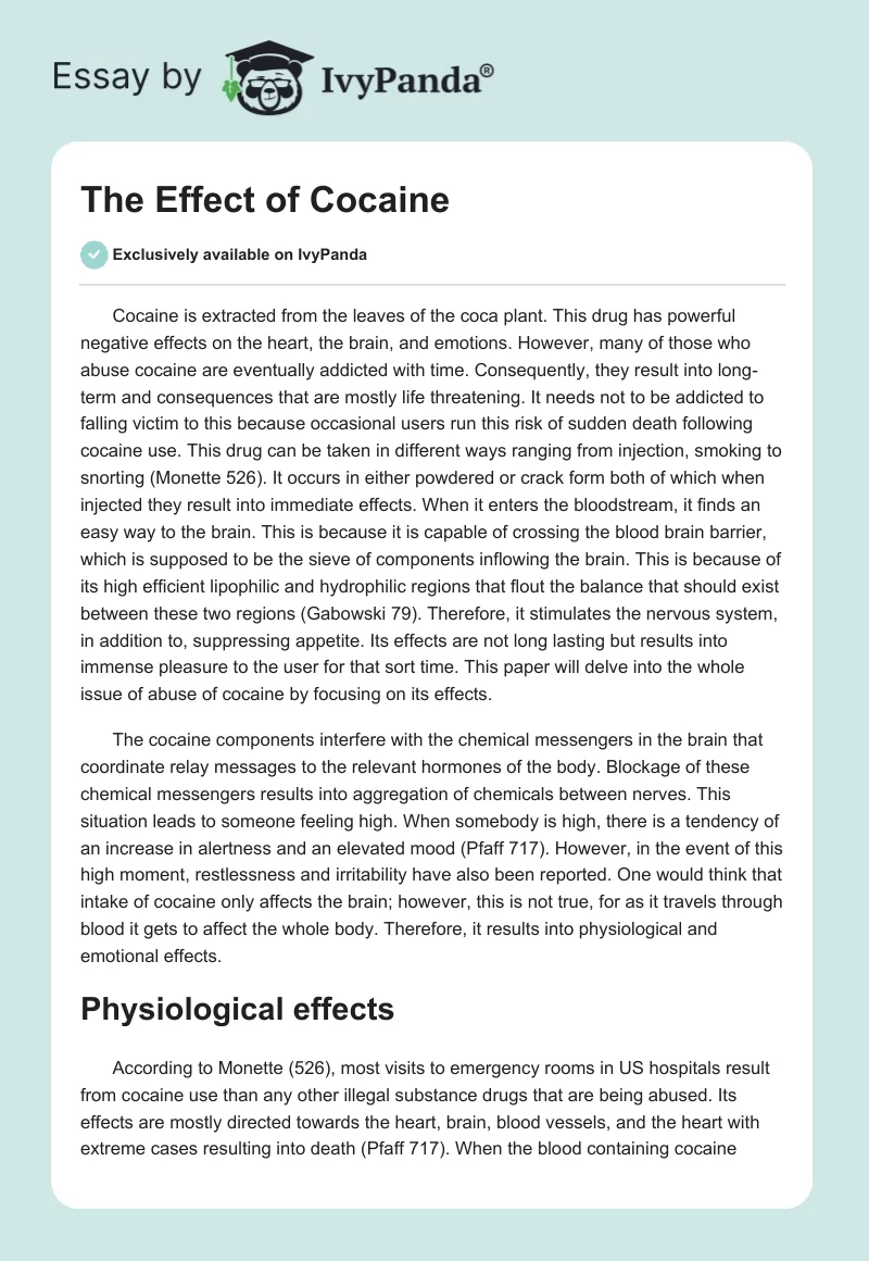 The Effect of Cocaine. Page 1