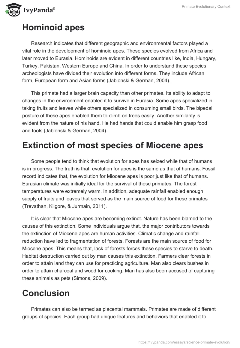 Primate Evolutionary Context. Page 3