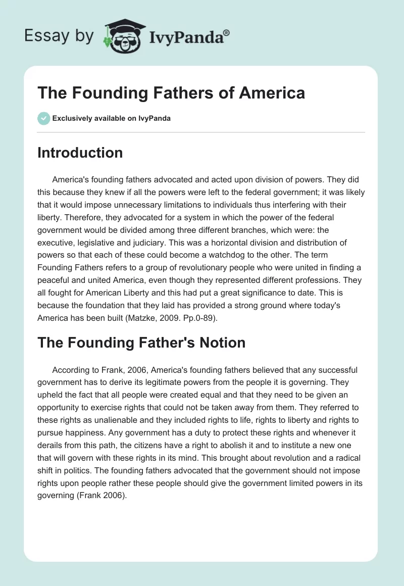 essay about the founding fathers