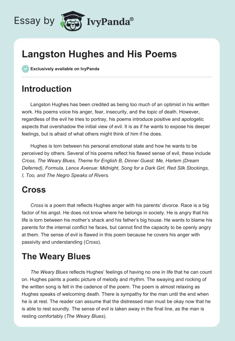 Langston Hughes and His Poems. Page 1