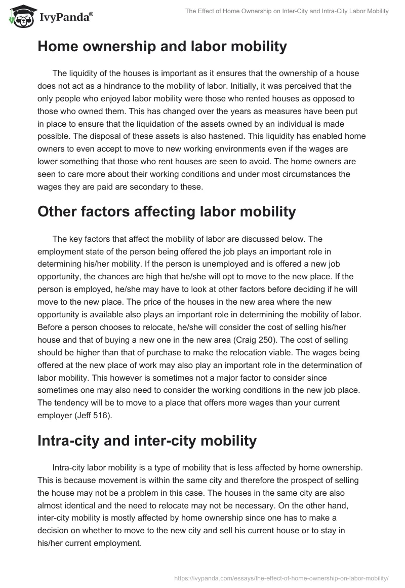 The Effect of Home Ownership on Inter-City and Intra-City Labor Mobility. Page 2