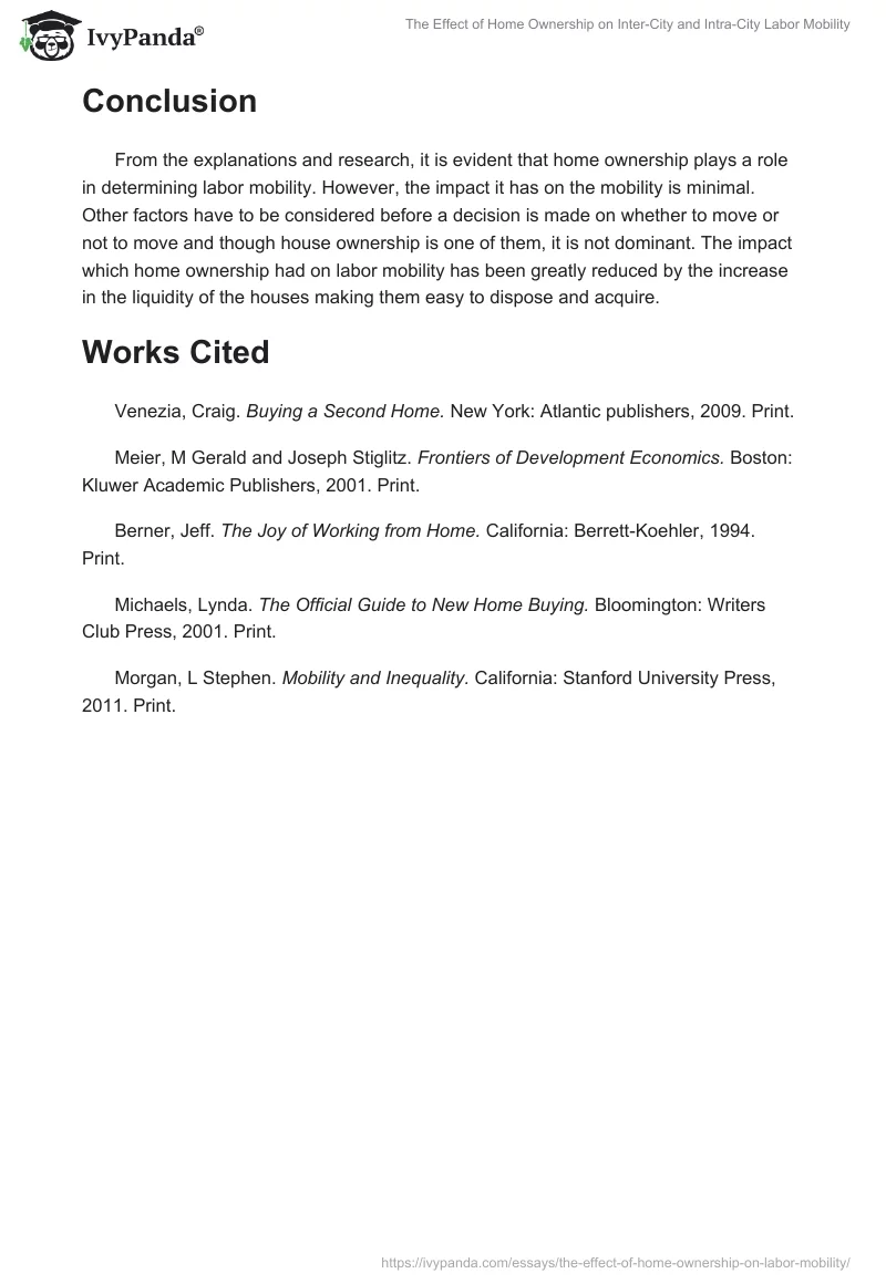 The Effect of Home Ownership on Inter-City and Intra-City Labor Mobility. Page 3