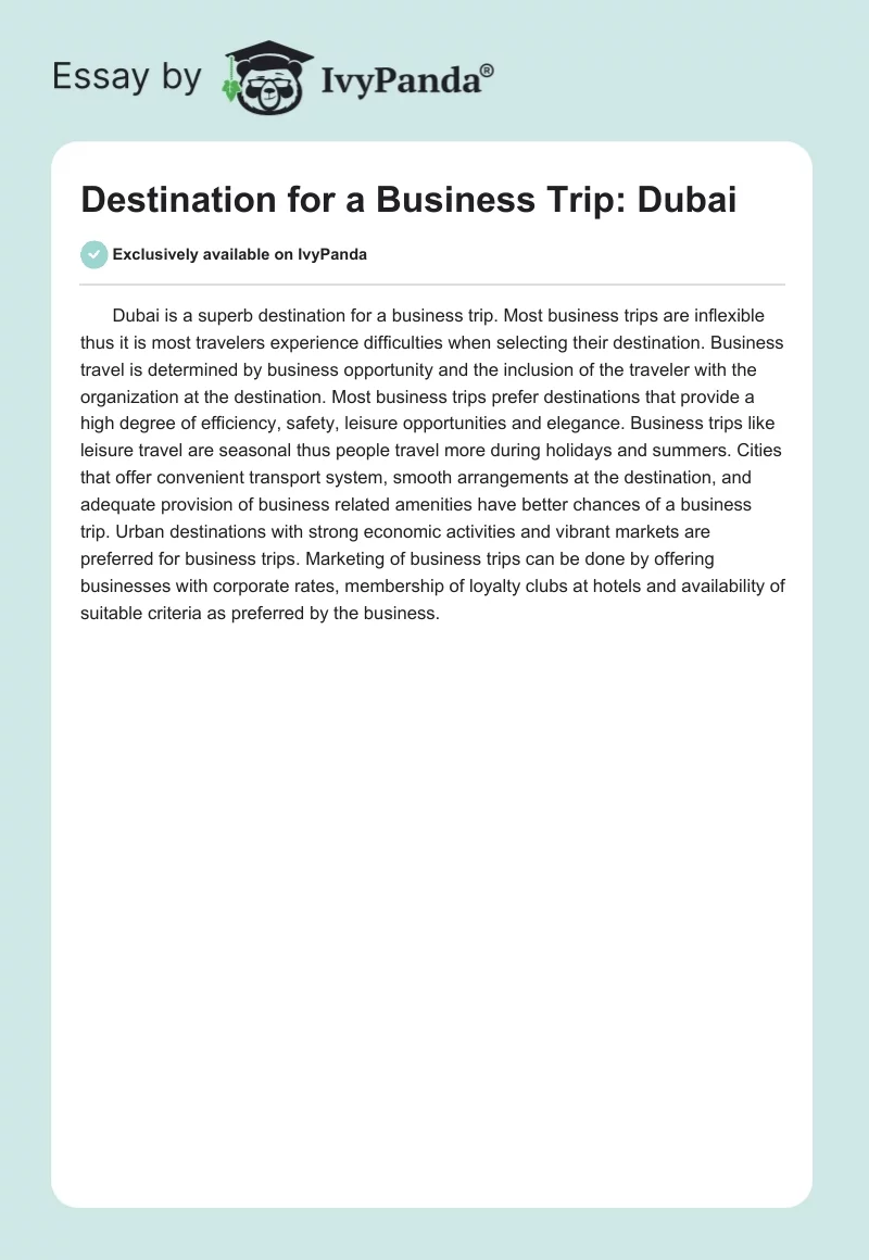Destination for a Business Trip: Dubai. Page 1