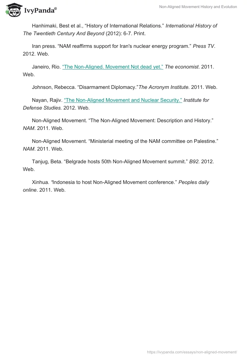 Non-Aligned Movement History and Evolution. Page 5