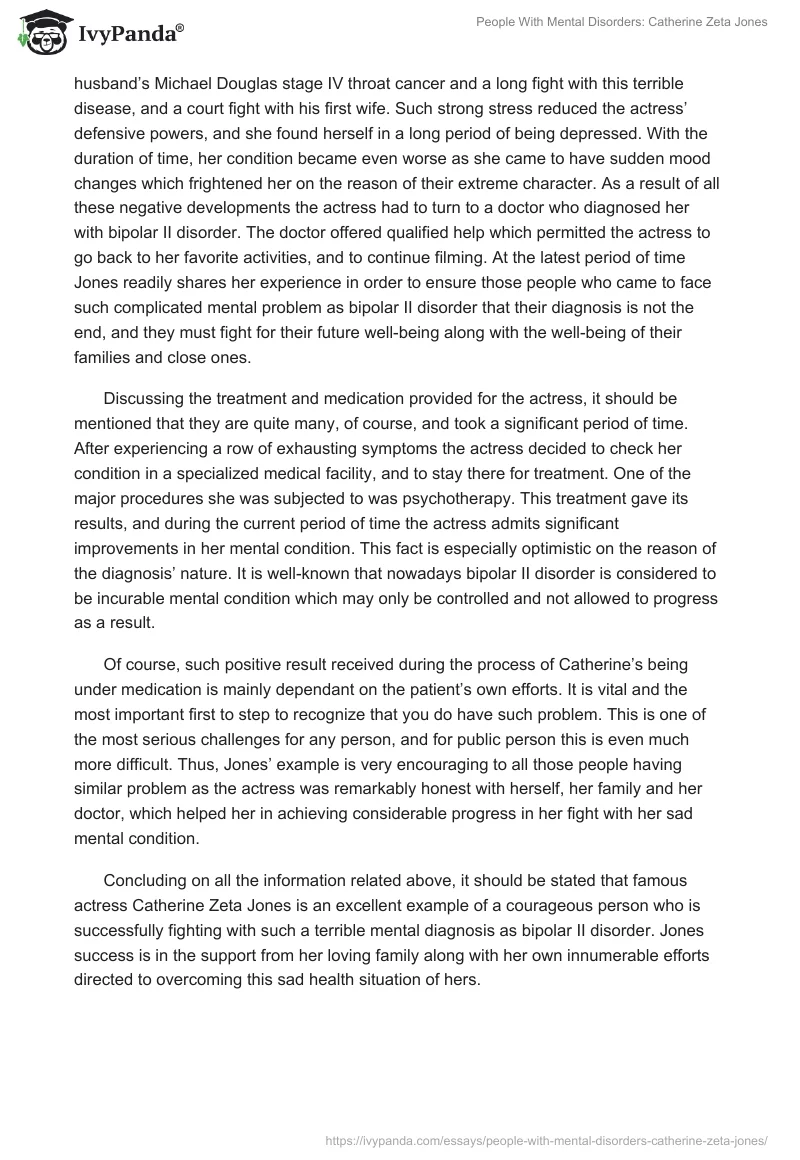 People With Mental Disorders: Catherine Zeta Jones. Page 2