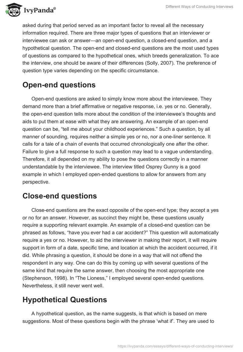 Different Ways of Conducting Interviews. Page 3
