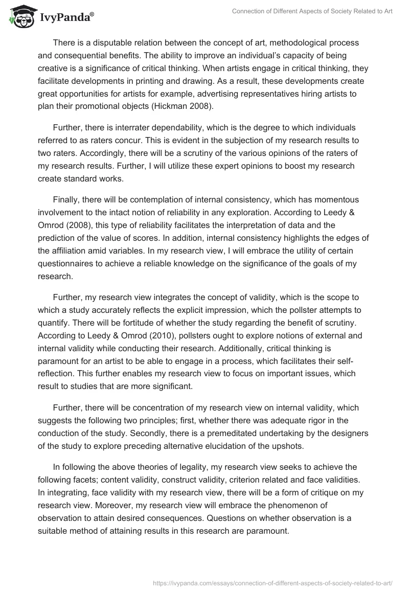 Connection of Different Aspects of Society Related to Art. Page 2