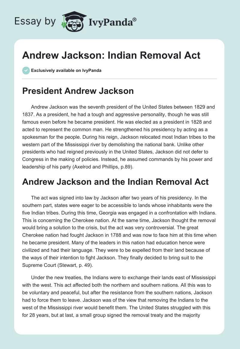 Andrew Jackson: Indian Removal Act. Page 1