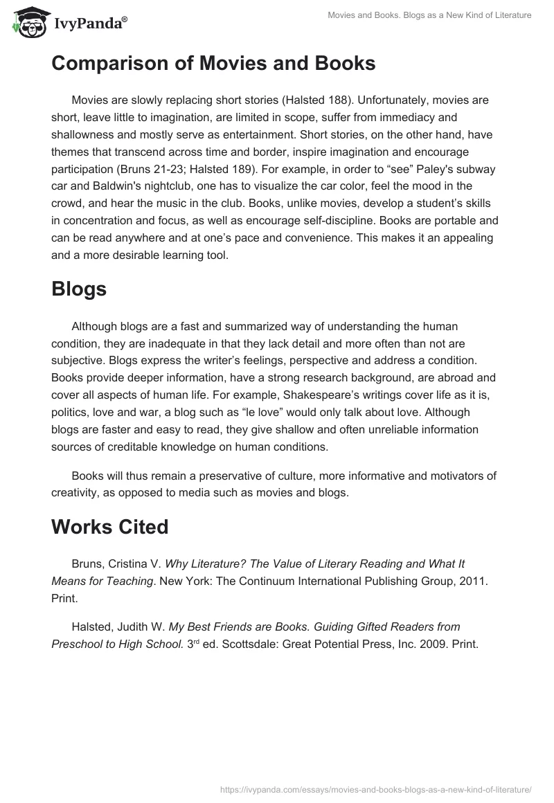 Movies and Books. Blogs as a New Kind of Literature. Page 2