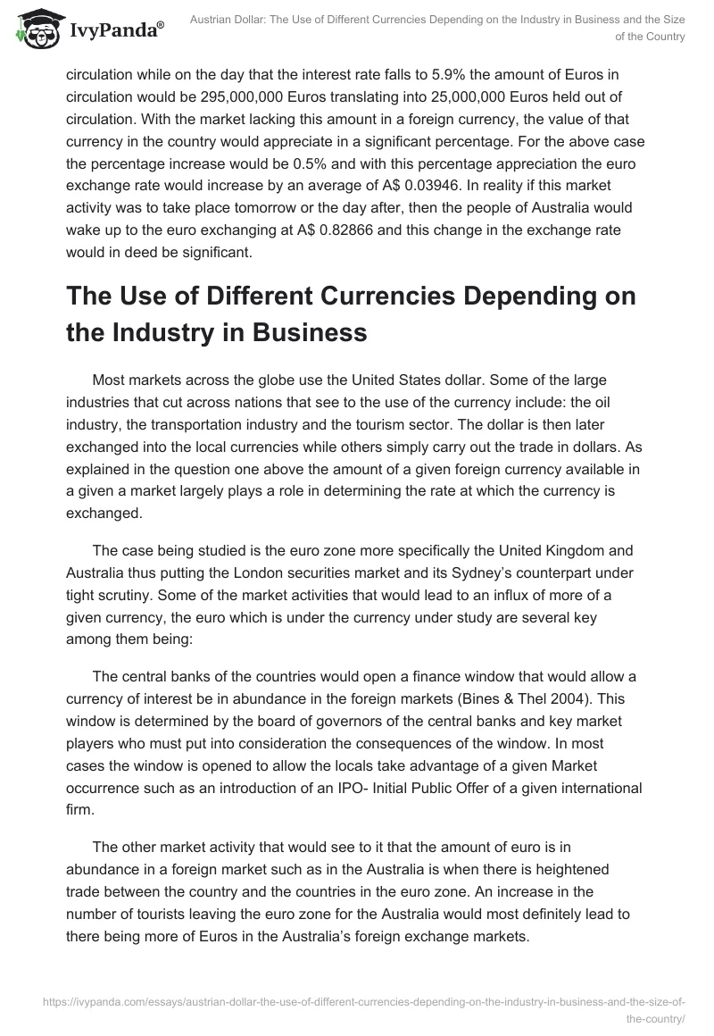 Austrian Dollar: The Use of Different Currencies Depending on the Industry in Business and the Size of the Country. Page 2