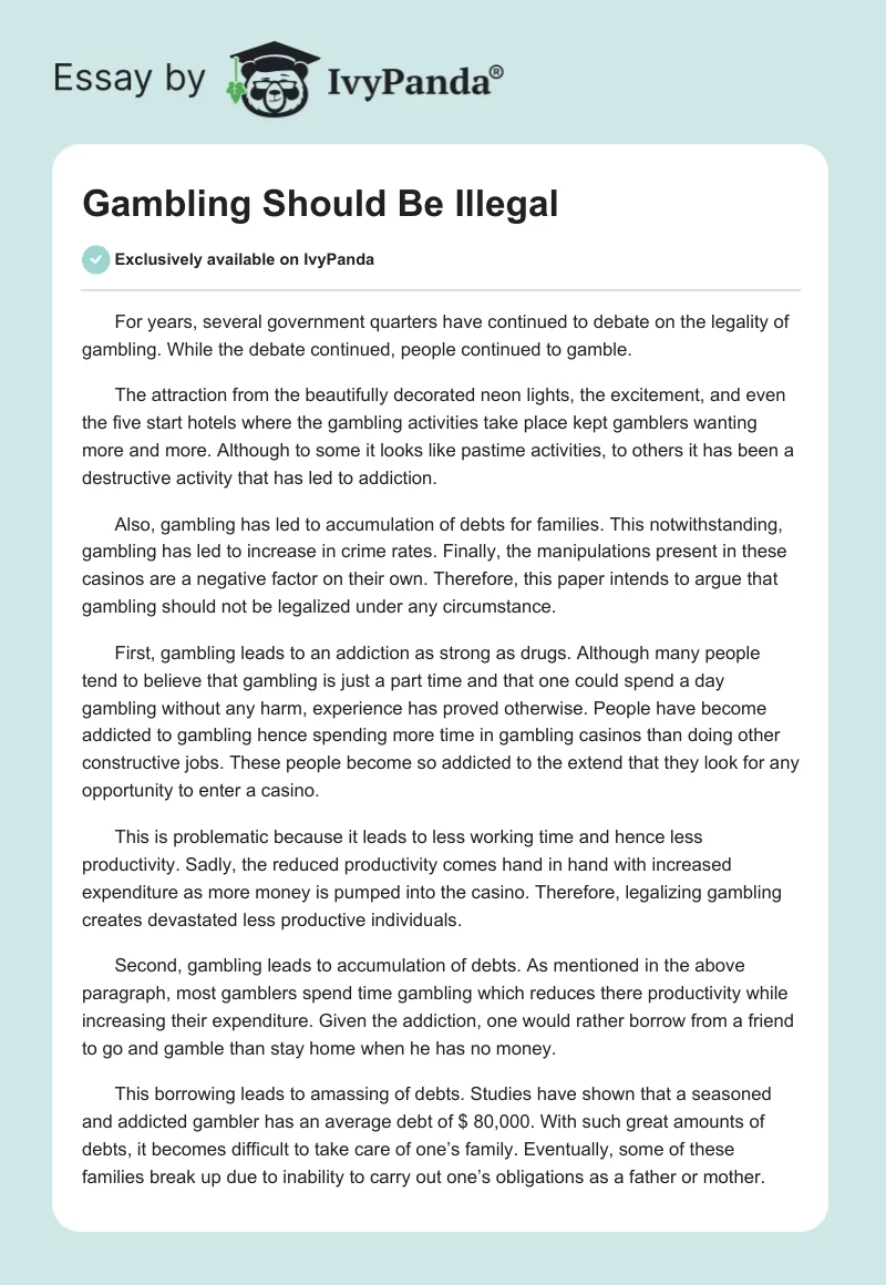 Gambling Should Be Illegal. Page 1