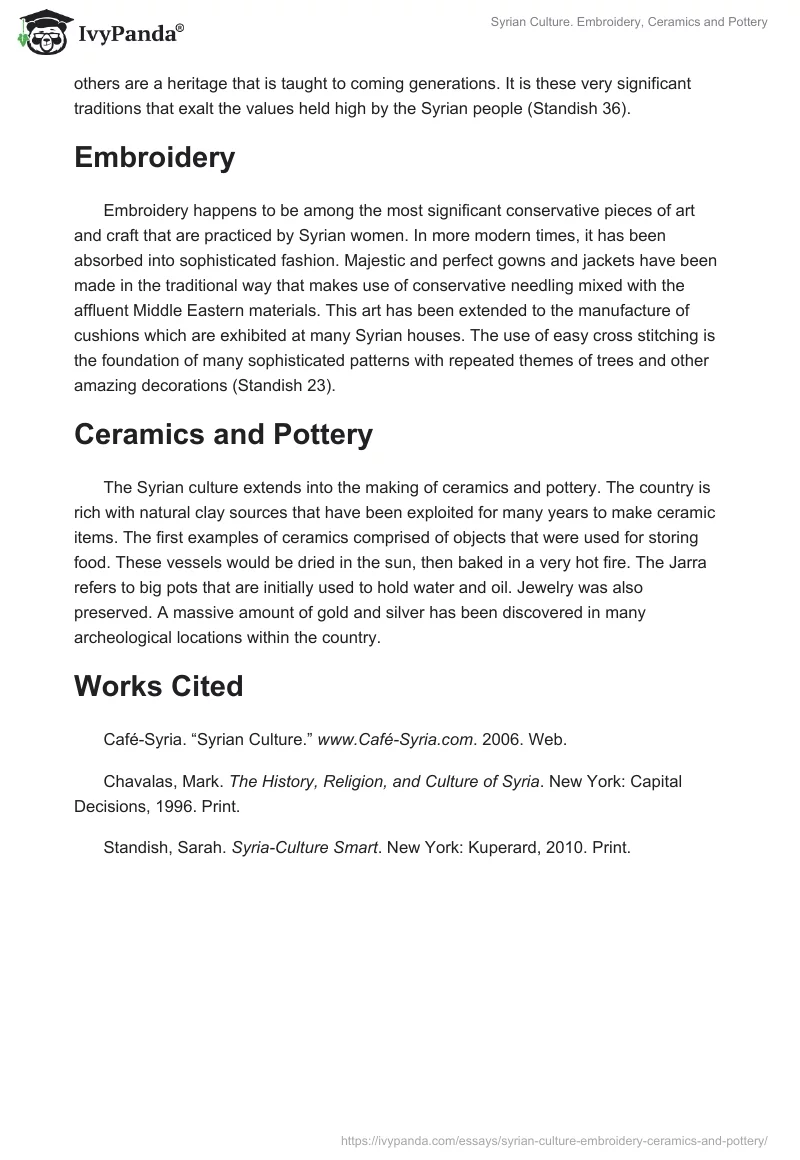 Syrian Culture. Embroidery, Ceramics and Pottery. Page 2