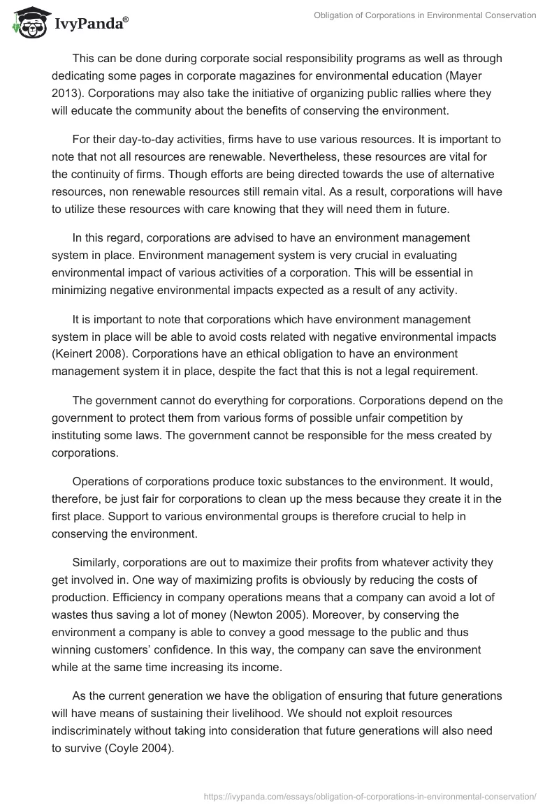 Obligation of Corporations in Environmental Conservation. Page 3