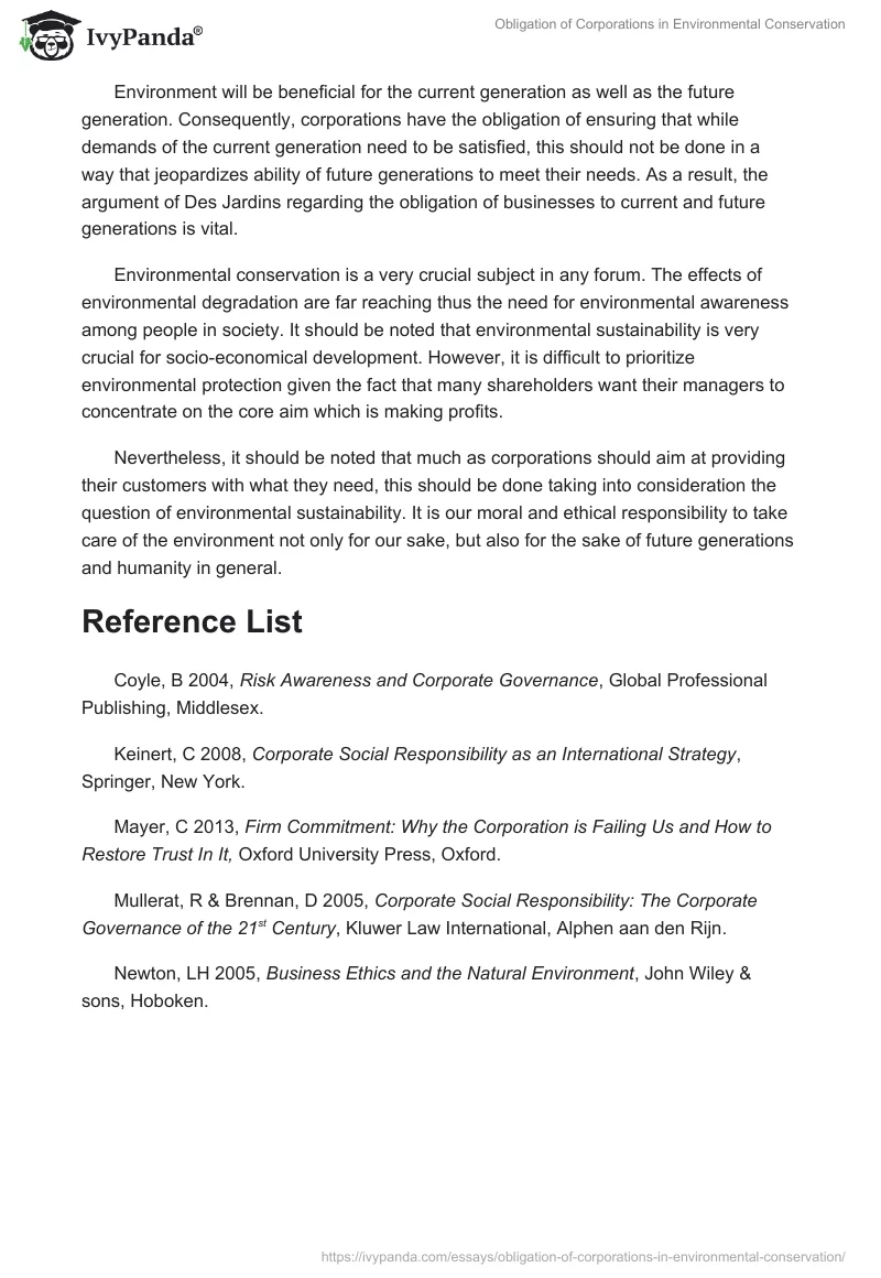 Obligation of Corporations in Environmental Conservation. Page 4
