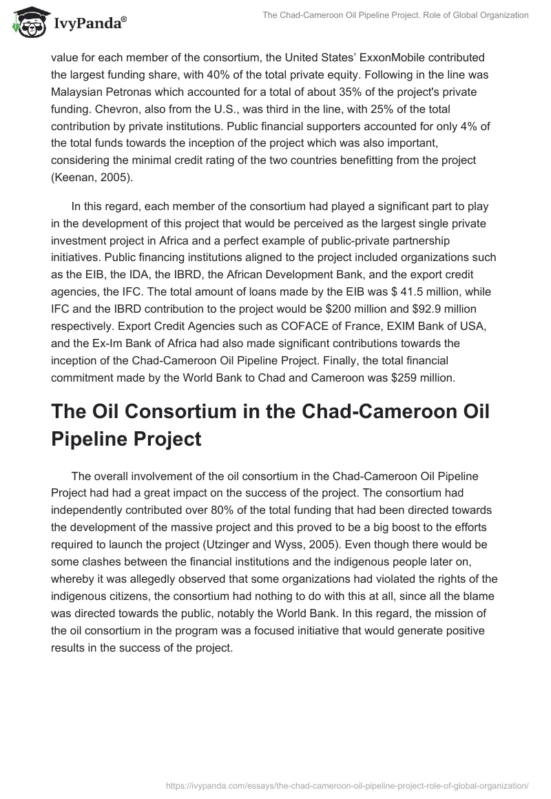The Chad-Cameroon Oil Pipeline Project. Role of Global Organization. Page 3