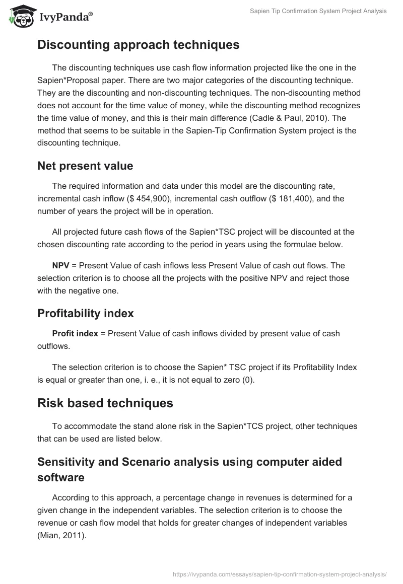 Sapien Tip Confirmation System Project Analysis. Page 3