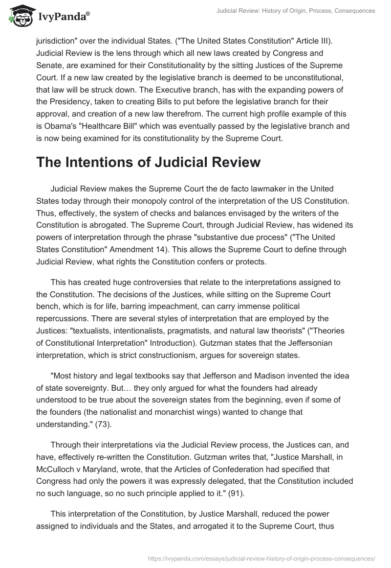 Judicial Review: History of Origin, Process, Consequences. Page 2