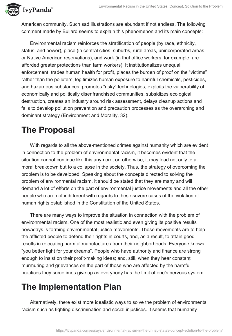 Environmental Racism in the United States: Concept, Solution to the Problem. Page 3