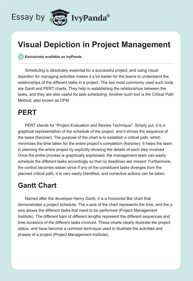 Visual Depiction in Project Management. Page 1