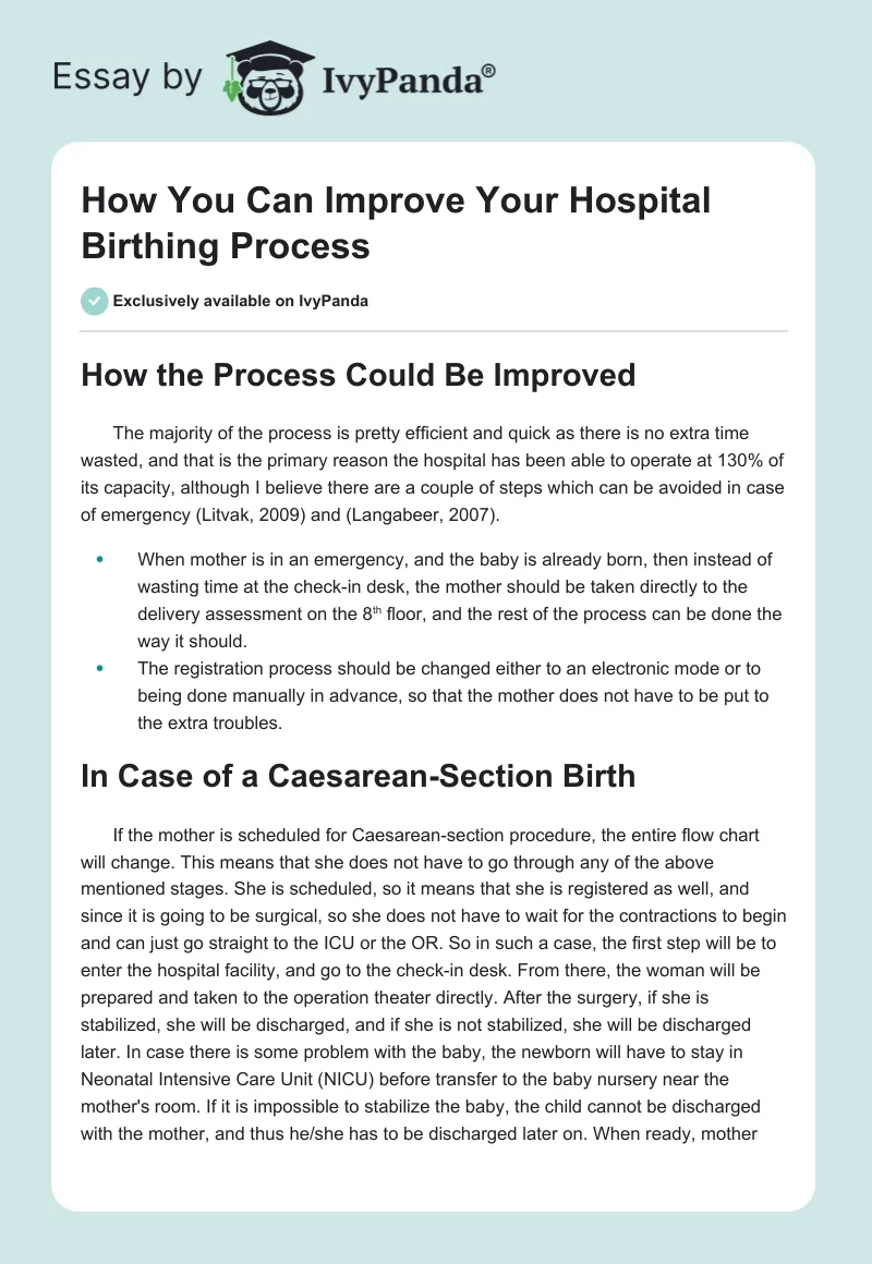 How You Can Improve Your Hospital Birthing Process. Page 1