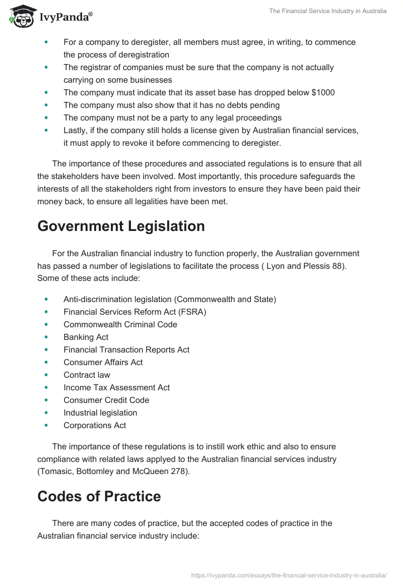 The Financial Service Industry in Australia. Page 2