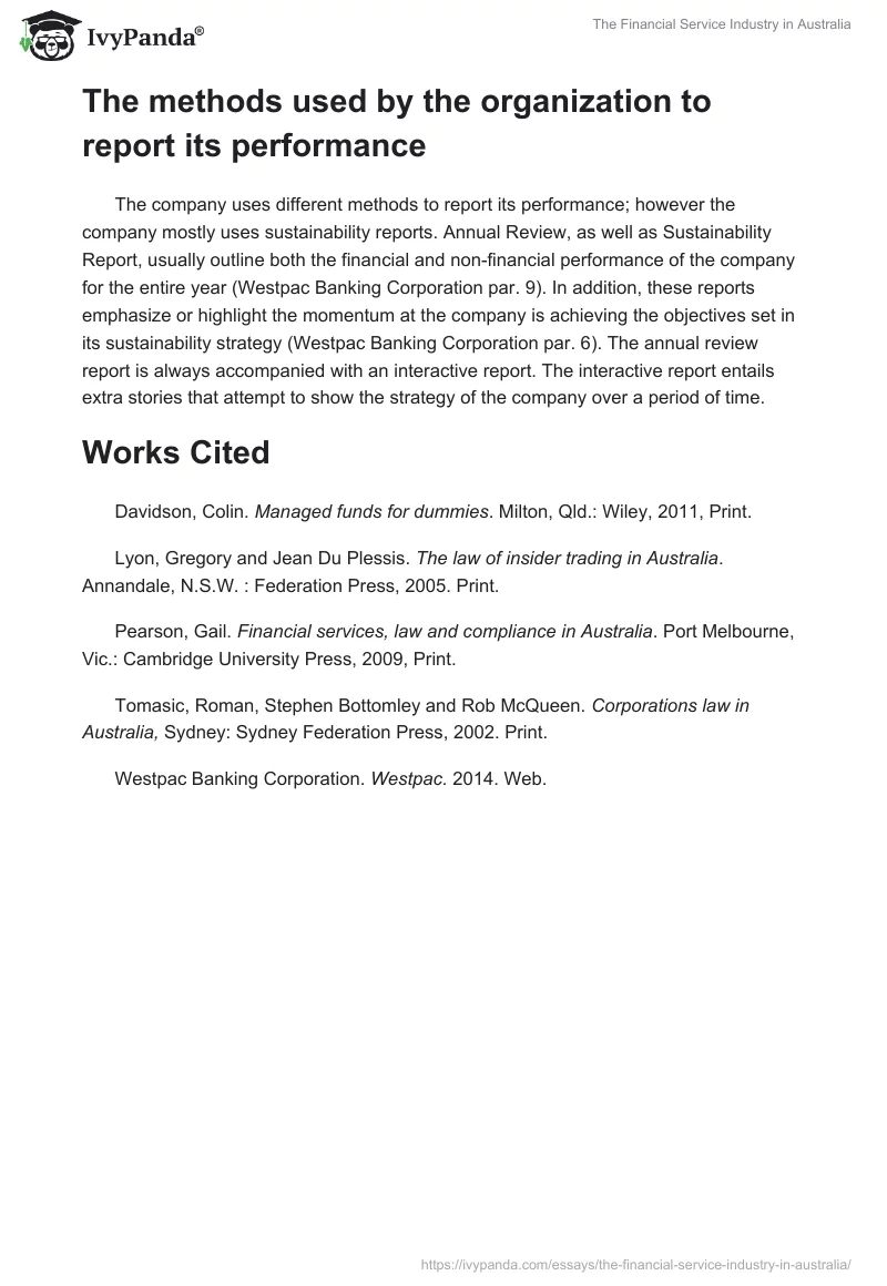 The Financial Service Industry in Australia. Page 4