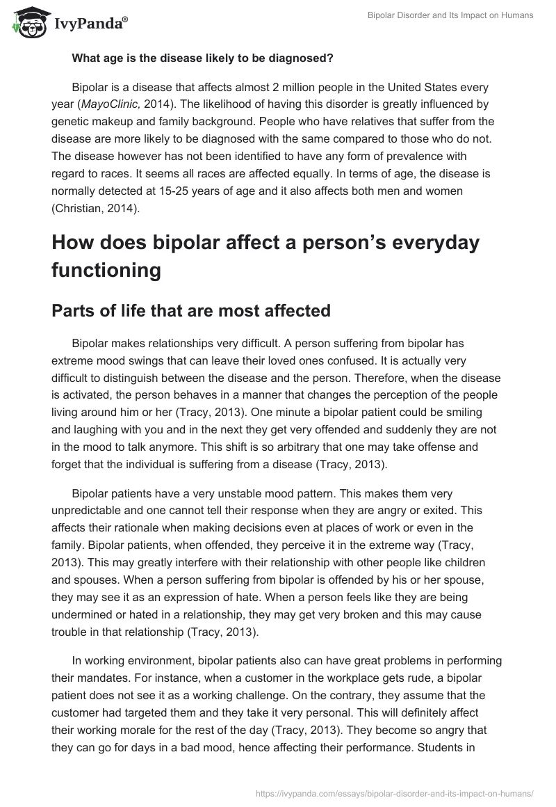 Bipolar Disorder and Its Impact on Humans. Page 2
