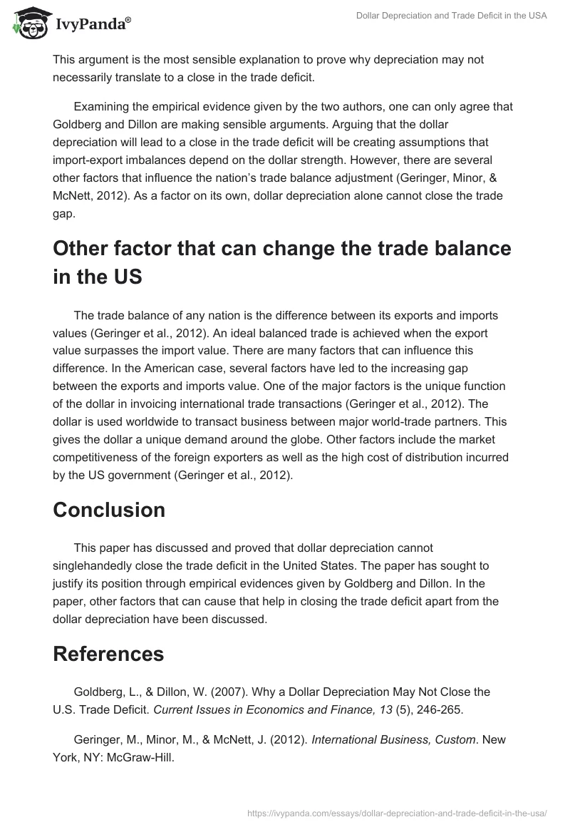 Dollar Depreciation and Trade Deficit in the USA. Page 2
