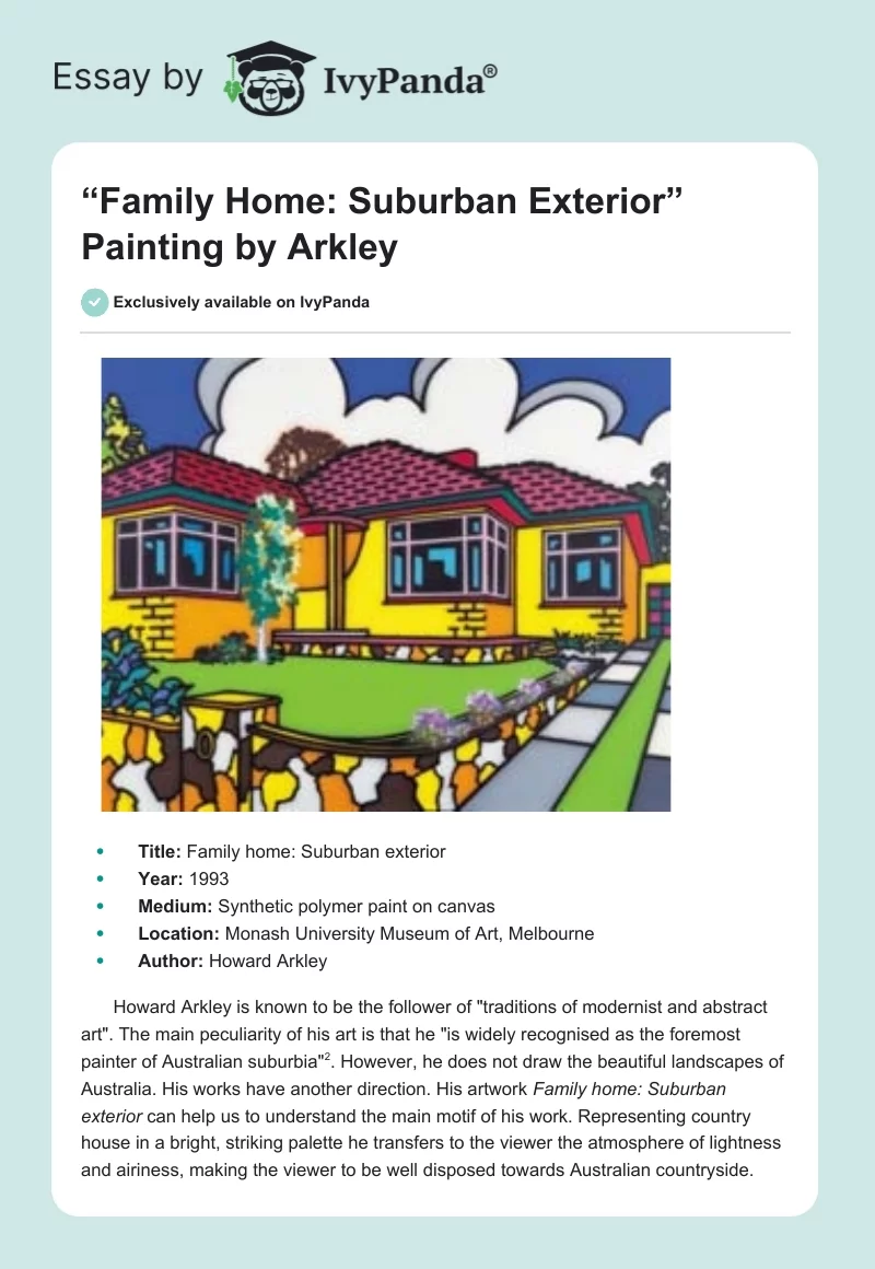 “Family Home: Suburban Exterior” Painting by Arkley. Page 1