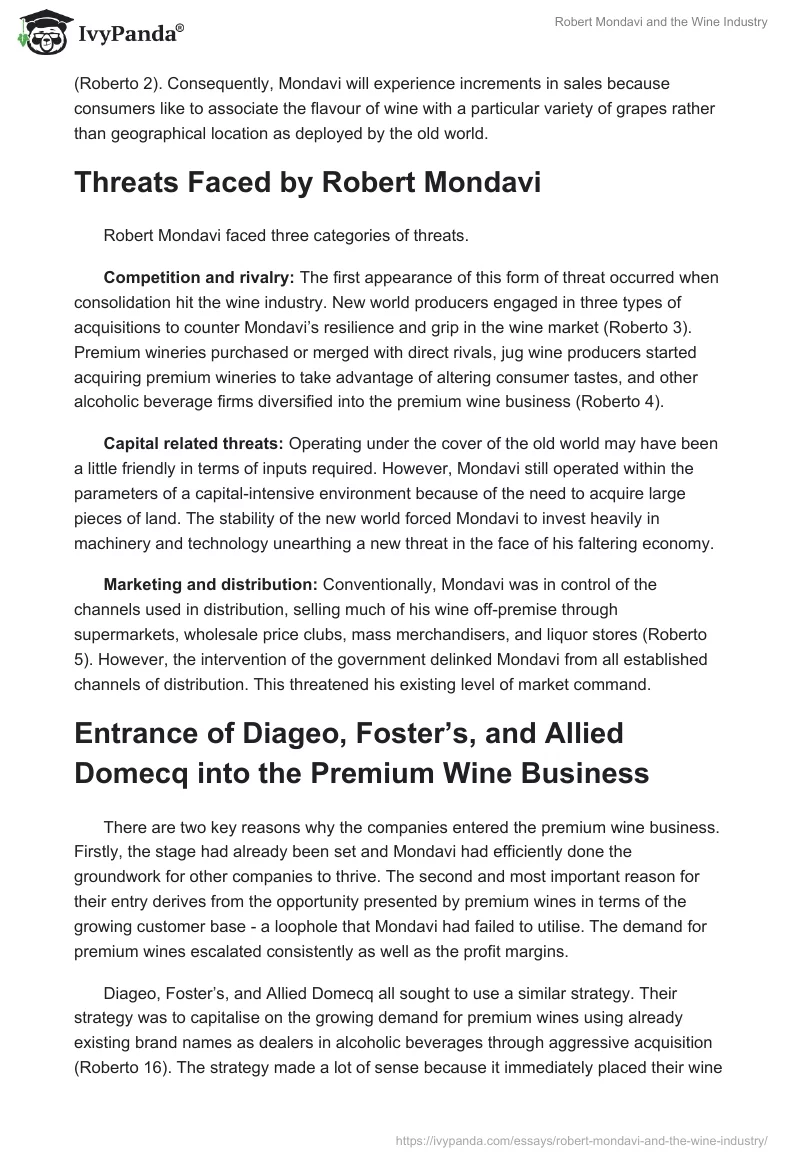 Robert Mondavi and the Wine Industry. Page 2