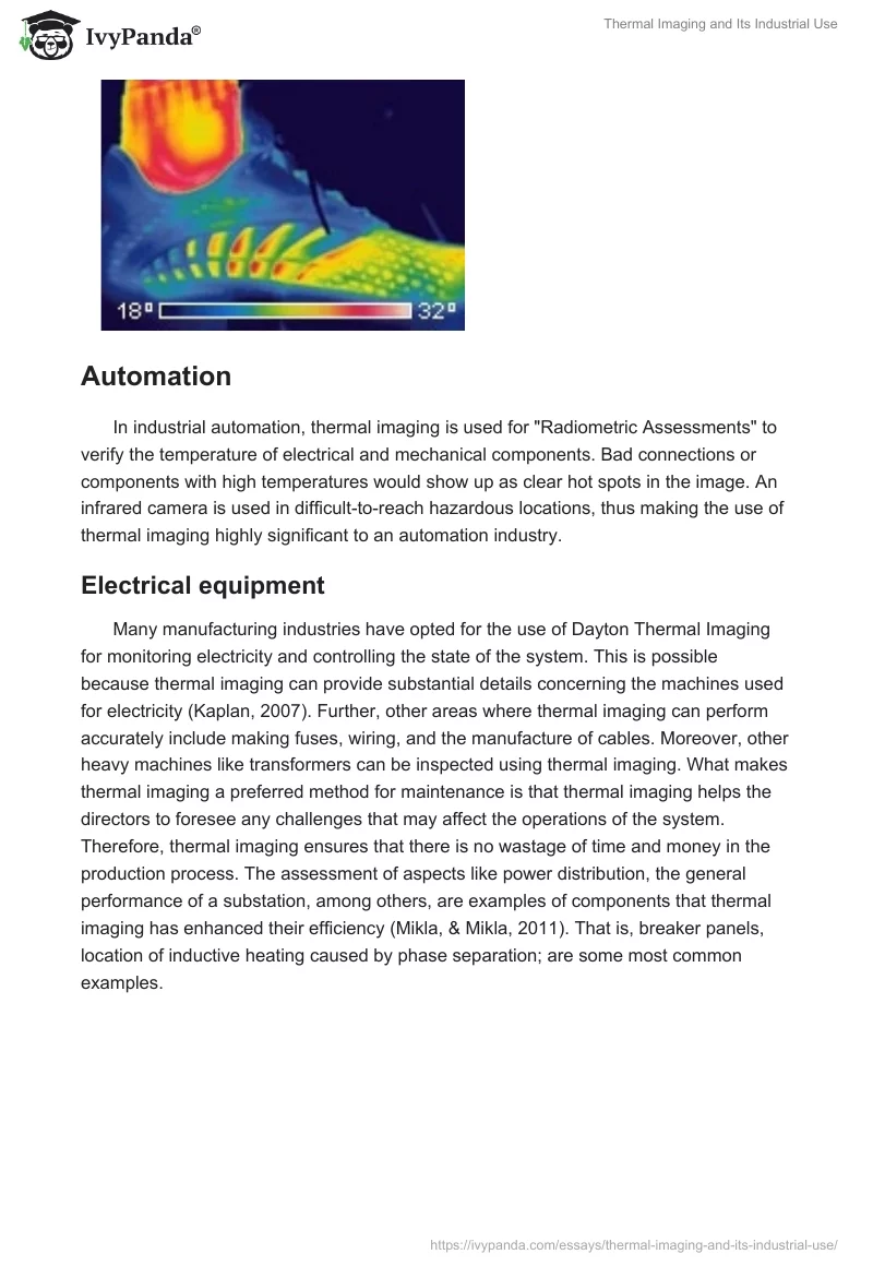Thermal Imaging and Its Industrial Use. Page 5