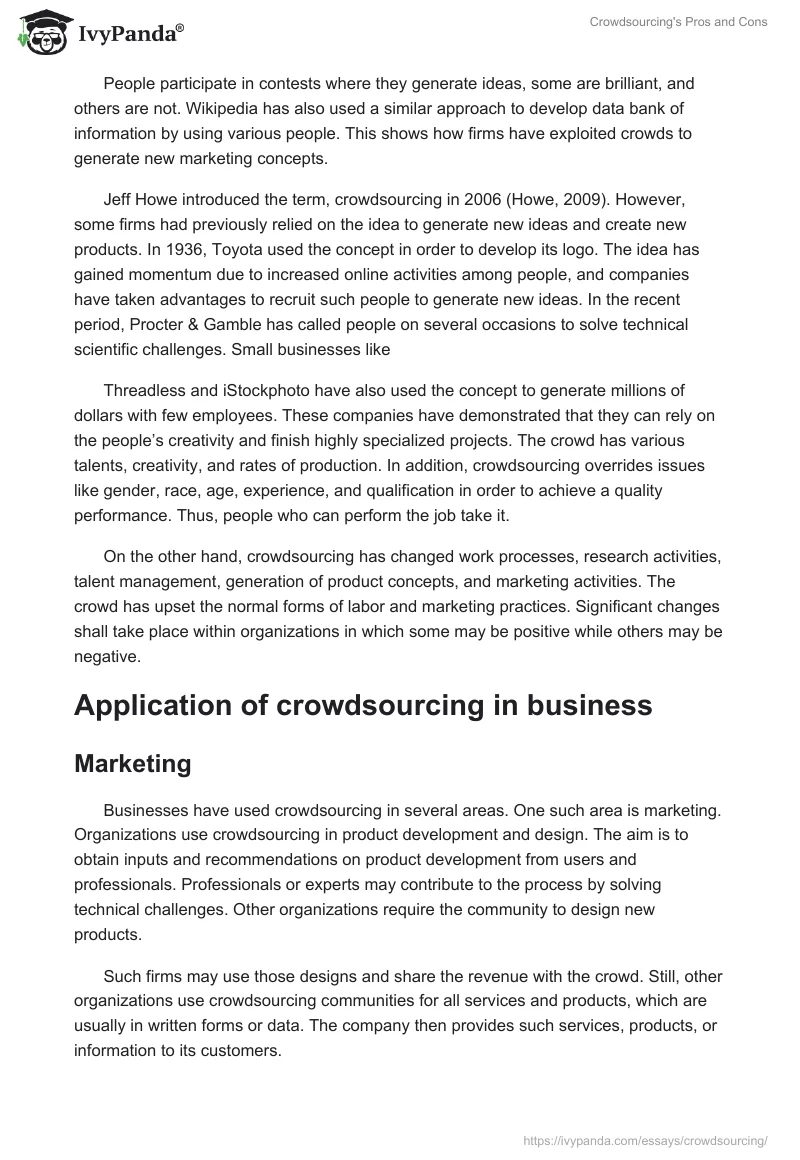 Crowdsourcing's Pros and Cons. Page 2