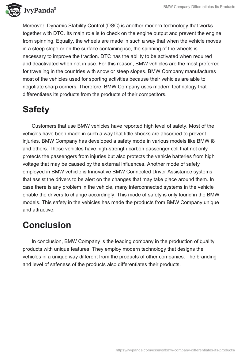 BMW Company Differentiates Its Products. Page 2