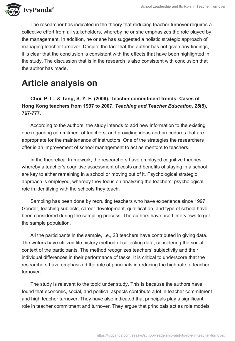 School Leadership and Its Role in Teacher Turnover. Page 3