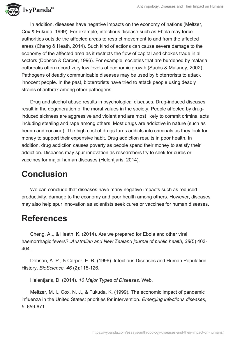 Anthropology. Diseases and Their Impact on Humans. Page 2
