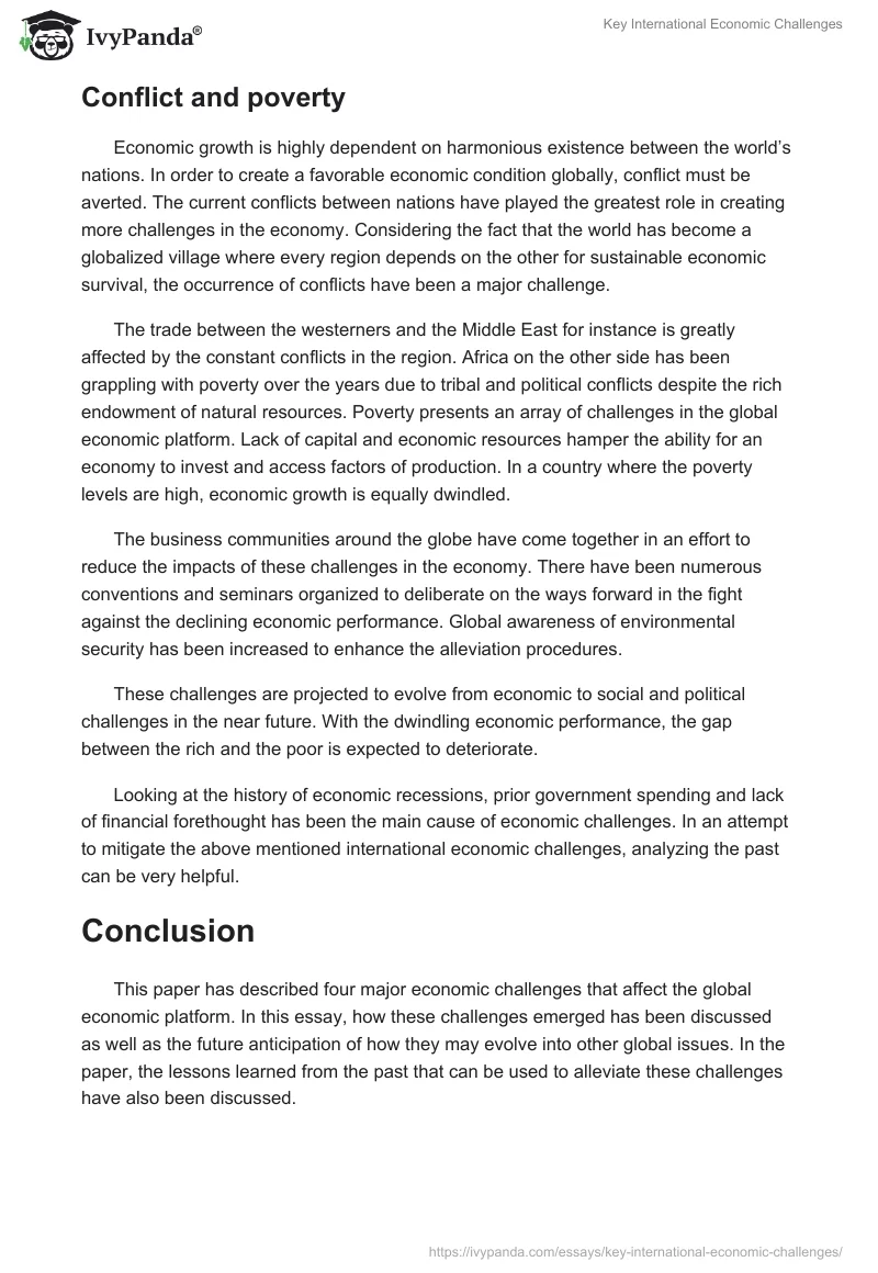 Key International Economic Challenges. Page 2