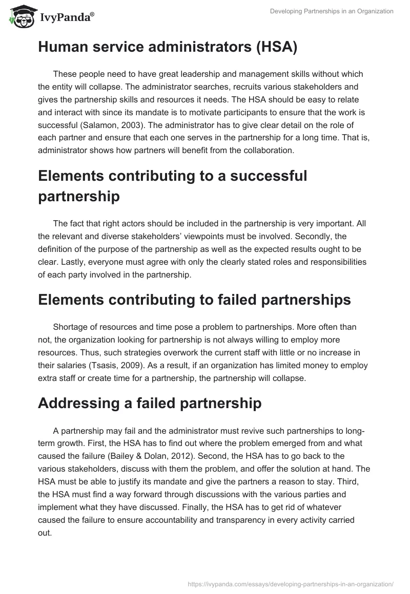 Developing Partnerships in an Organization. Page 2