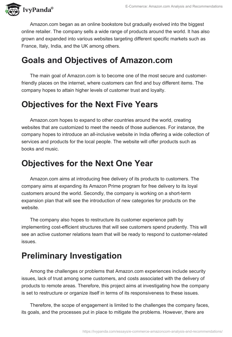 E-Commerce: Amazon.com Analysis and Recommendations. Page 2