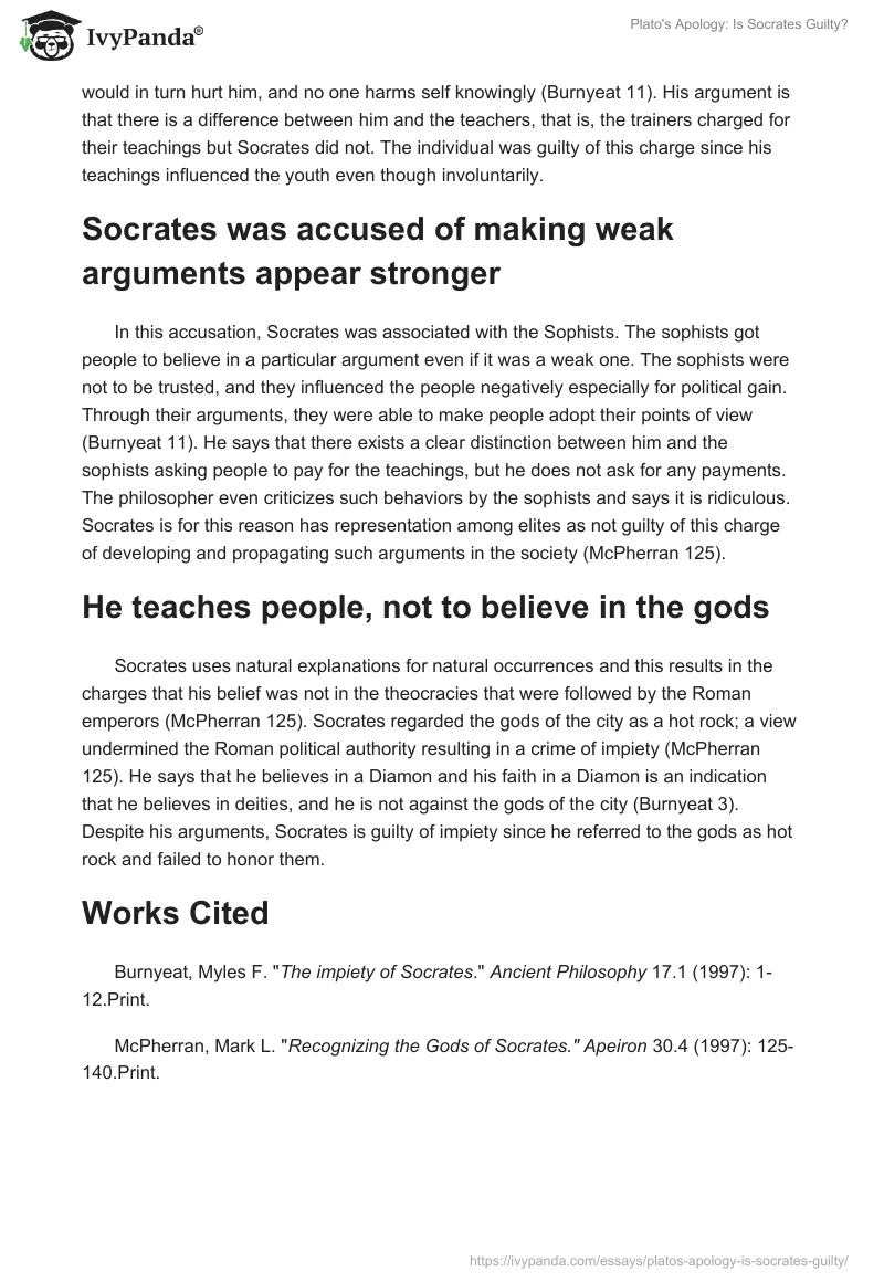 Plato's Apology: Is Socrates Guilty?. Page 2