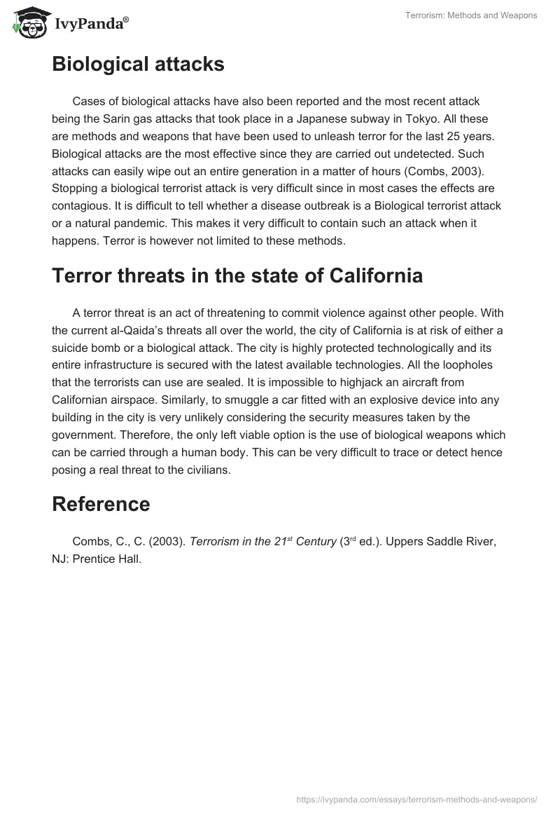Terrorism: Methods and Weapons. Page 2