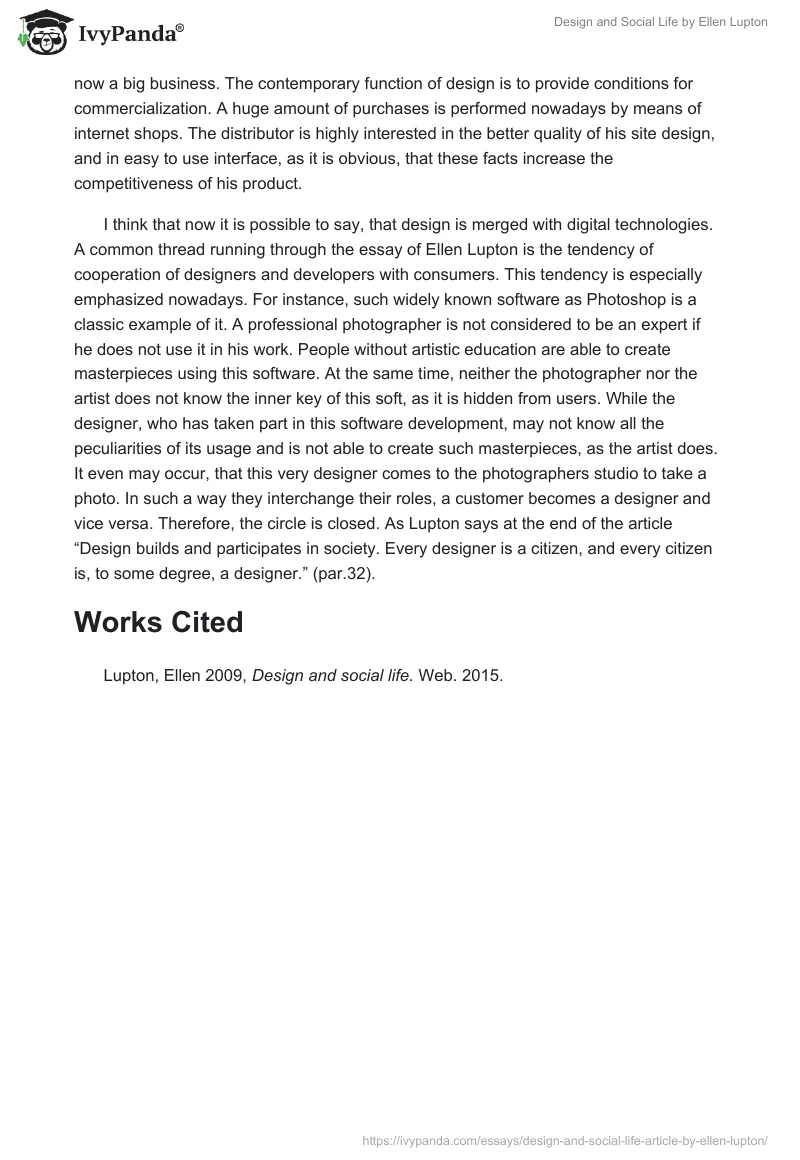 "Design and Social Life" by Ellen Lupton. Page 2