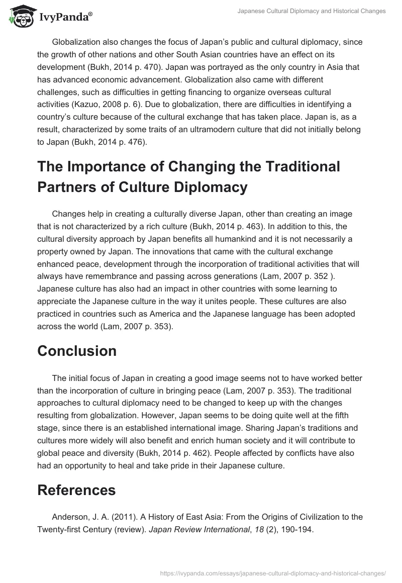 Japanese Cultural Diplomacy and Historical Changes. Page 5
